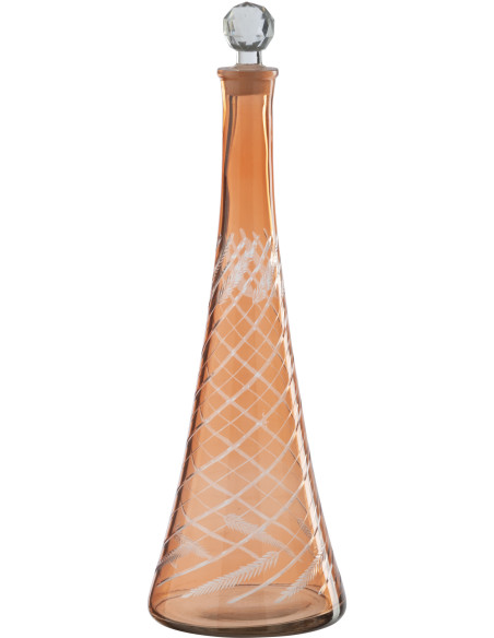 Grande Carafe bohème chic H 43 cm Verre Orange Motif végétal Ambrazia 