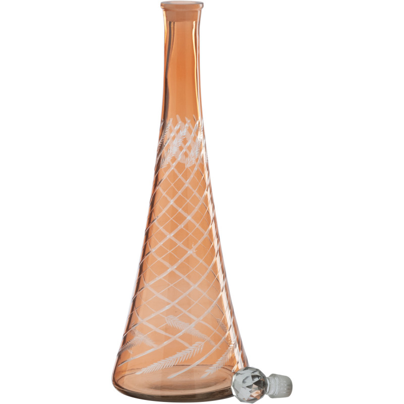 Grande Carafe bohème chic H 43 cm Verre Orange Motif végétal Ambrazia 