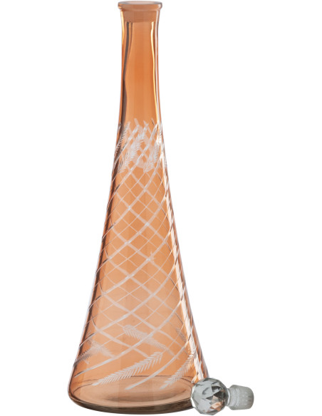 Grande Carafe bohème chic H 43 cm Verre Orange Motif végétal Ambrazia 