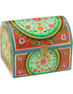 Grande Boite de rangement déco indienne Rectangulaire 28 cm Bois MDF Bois de manguier Multicolore Mumbai 