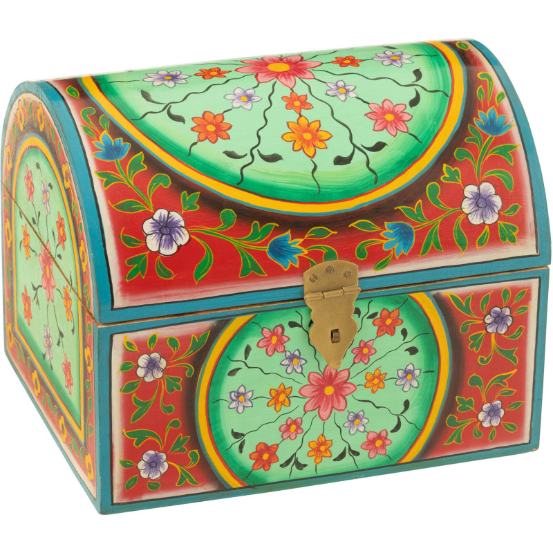 Grande Boite de rangement déco indienne Rectangulaire 28 cm Bois MDF Bois de manguier Multicolore Mumbai 