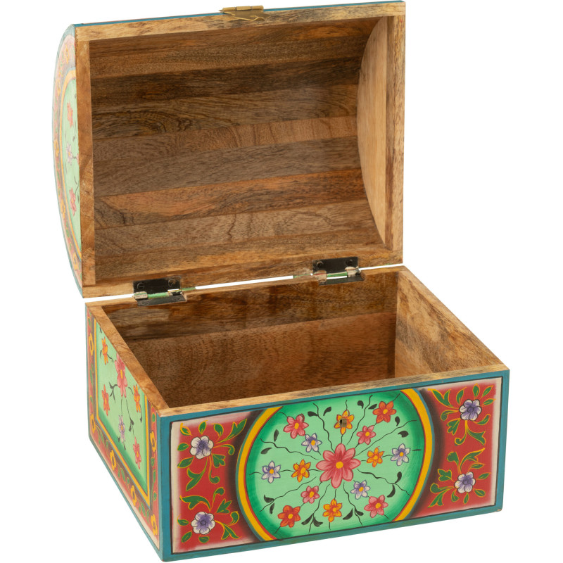 Grande Boite de rangement déco indienne Rectangulaire 28 cm Bois MDF Bois de manguier Multicolore Mumbai 