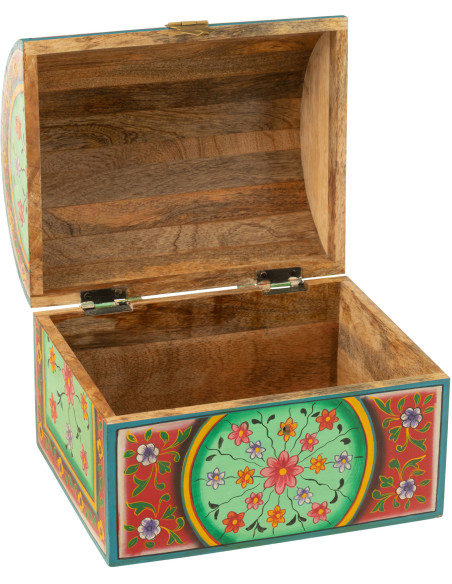 Grande Boite de rangement déco indienne Rectangulaire 28 cm Bois MDF Bois de manguier Multicolore Mumbai 