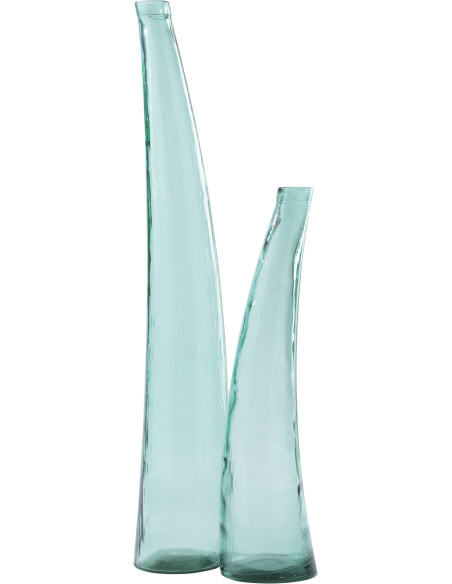 Grand Vase XXL design chic Soliflore H 120 cm Verre Bleu azur Alizéda 