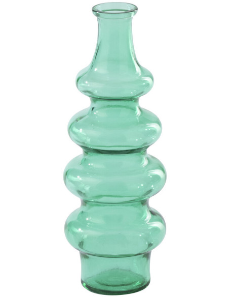 Grand Vase style provençal Organique H 40 cm Verre Vert émeraude Bellora 