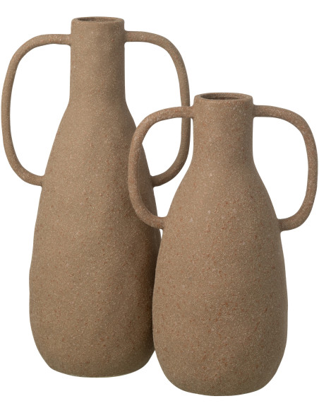Grand Vase design wabi-sabi 2 anses Amphore H 41 cm Grès Taupe Nomado 