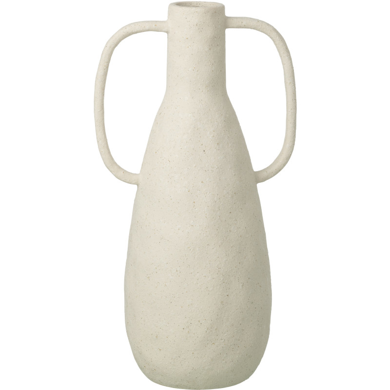 Grand Vase design wabi-sabi 2 anses Amphore H 41 cm Grès Blanc cassé Nomado 