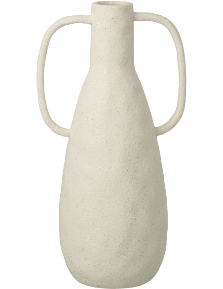 Grand Vase design wabi-sabi 2 anses Amphore H 41 cm Grès Blanc cassé Nomado 