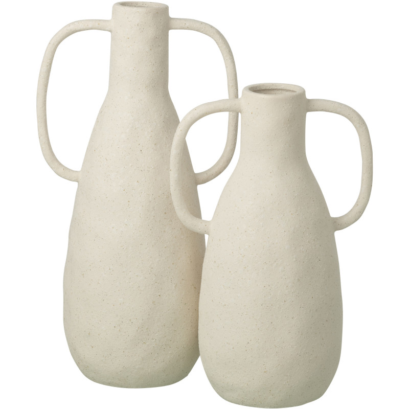 Grand Vase design wabi-sabi 2 anses Amphore H 41 cm Grès Blanc cassé Nomado 