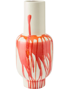 Grand Vase design pop col long Balustre H 50 cm Céramique Orange Blanc Sangrina 