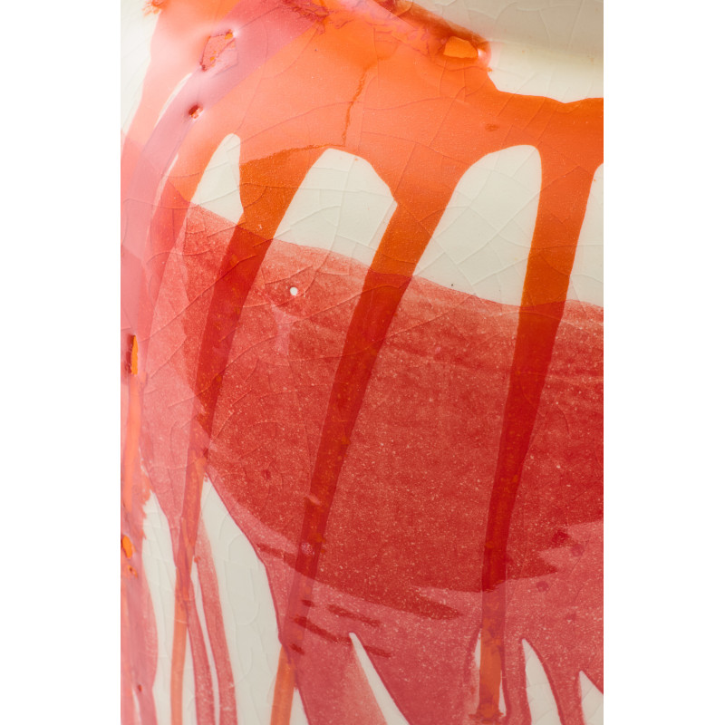 Grand Vase design pop col long Balustre H 50 cm Céramique Orange Blanc Sangrina 