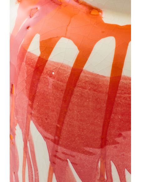 Grand Vase design pop col long Balustre H 50 cm Céramique Orange Blanc Sangrina 