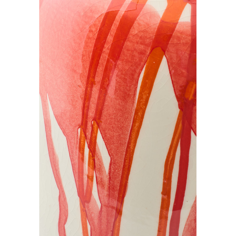 Grand Vase design pop col court Balustre H 50 cm Céramique Orange Blanc Sangrina 