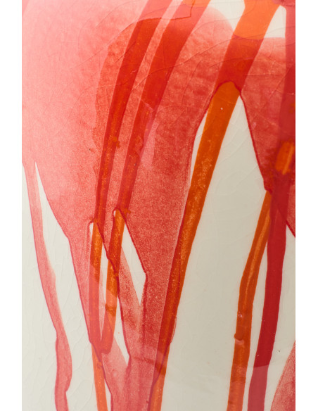 Grand Vase design pop col court Balustre H 50 cm Céramique Orange Blanc Sangrina 