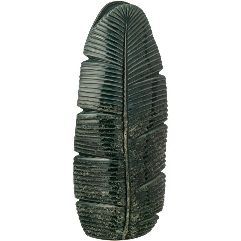 Grand Vase design original Feuille H 46 cm Grès Vert foncé Palmoréna 