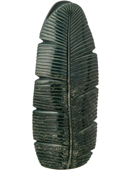 Grand Vase design original Feuille H 46 cm Grès Vert foncé Palmoréna 