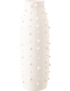 Grand Vase design minimaliste relief H 57 cm Grès Blanc Entao 