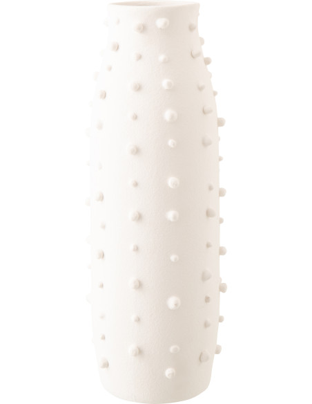 Grand Vase design minimaliste relief H 57 cm Grès Blanc Entao 