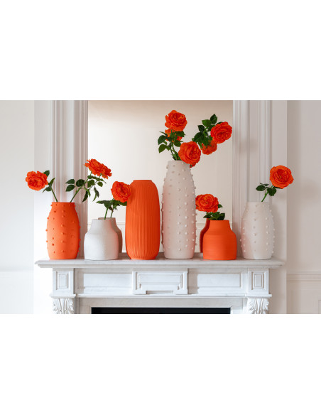 Grand Vase design minimaliste relief H 57 cm Grès Blanc Entao 