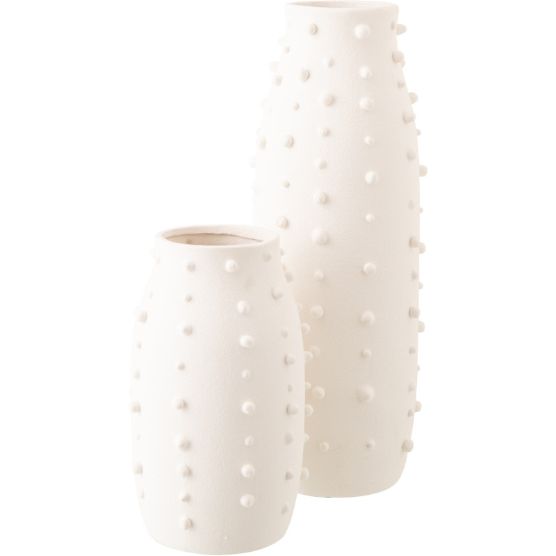 Grand Vase design minimaliste relief H 57 cm Grès Blanc Entao 