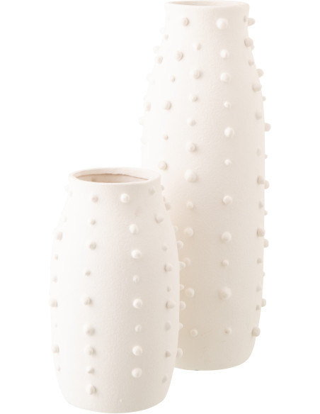 Grand Vase design minimaliste relief H 57 cm Grès Blanc Entao 