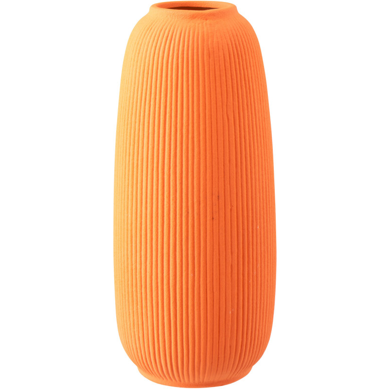 Grand Vase design minimaliste H 45 cm Grès Orange Nervuras 