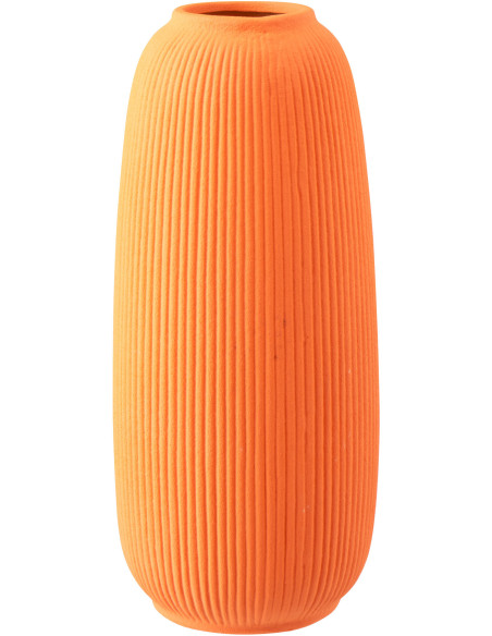 Grand Vase design minimaliste H 45 cm Grès Orange Nervuras 
