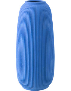 Grand Vase design minimaliste H 45 cm Grès Bleu Nervuras 