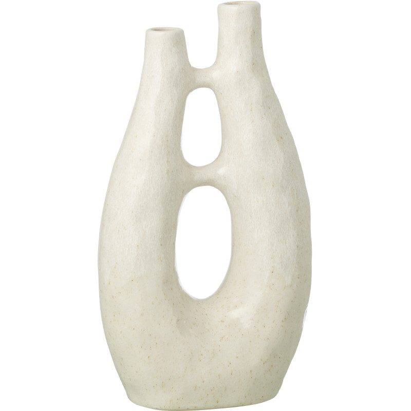 Grand Vase design double Organique H 41 cm Grès Blanc cassé Jeanne 