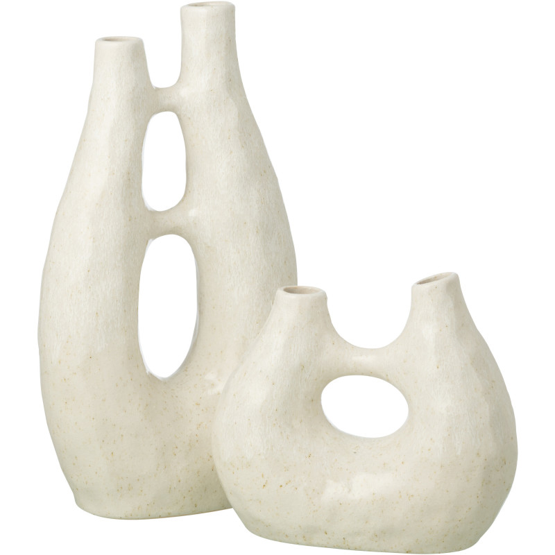 Grand Vase design double Organique H 41 cm Grès Blanc cassé Jeanne 