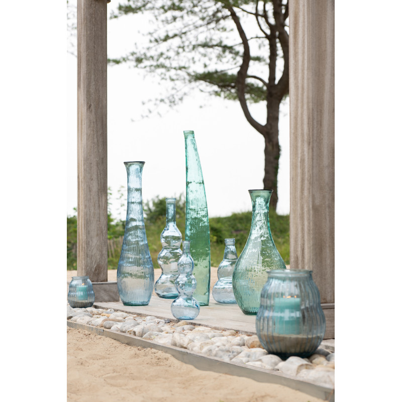 Grand Vase design chic Soliflore H 80 cm Verre Bleu azur Alizéda 