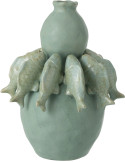 Vase Octalya H31 cm céramique verte motif poissons