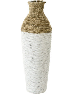 Grand Vase bohème chic XXL Amphore H 70 cm Raphia Blanc Naturel Tressé Naturaé 