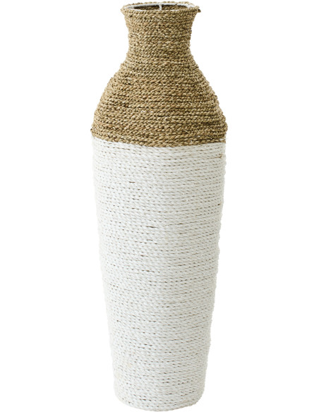Grand Vase bohème chic XXL Amphore H 70 cm Raphia Blanc Naturel Tressé Naturaé 