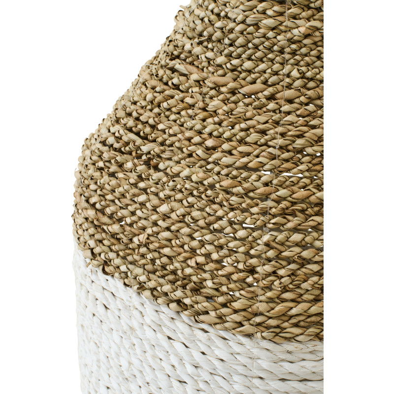 Grand Vase bohème chic XXL Amphore H 70 cm Raphia Blanc Naturel Tressé Naturaé 