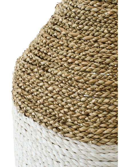 Grand Vase bohème chic XXL Amphore H 70 cm Raphia Blanc Naturel Tressé Naturaé 