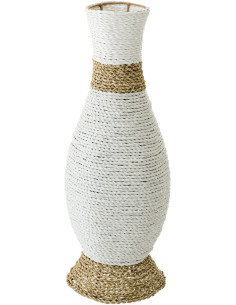 Grand Vase bohème chic XXL Amphore H 60 cm Raphia Blanc Naturel Tressé Naturaé 