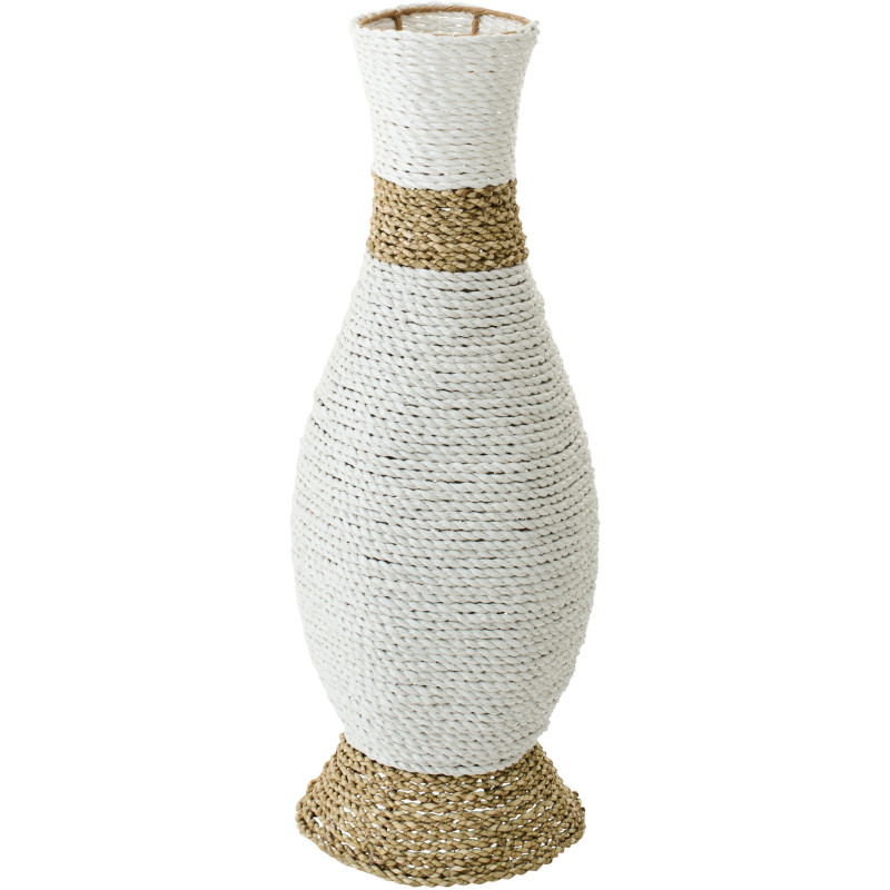 Grand Vase bohème chic XXL Amphore H 60 cm Raphia Blanc Naturel Tressé Naturaé 