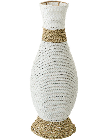 Grand Vase bohème chic XXL Amphore H 60 cm Raphia Blanc Naturel Tressé Naturaé 