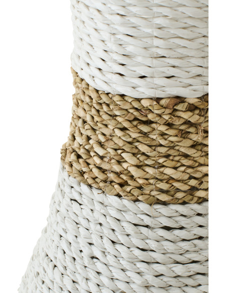 Grand Vase bohème chic XXL Amphore H 60 cm Raphia Blanc Naturel Tressé Naturaé 