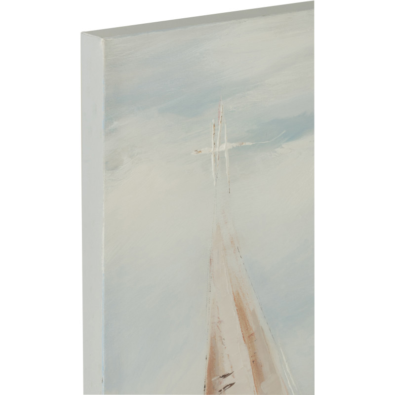 Grand Triptyque mural peint Voiliers 120x120 Bleu Beige Vog 