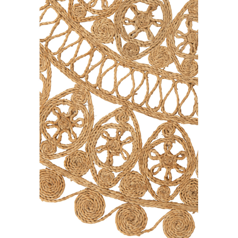 Grand Tapis bohème chic Rond 125x125 Jute Naturel Tressé Ravanya 