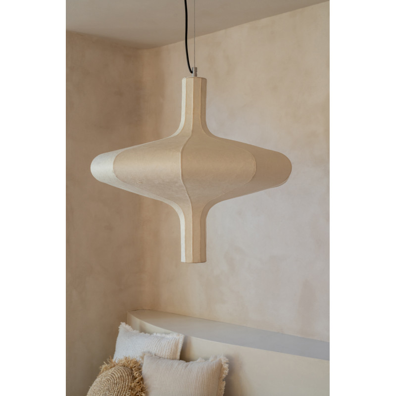 Grand Suspension design Japandi chic 60 cm Papier Naturel Orbika 