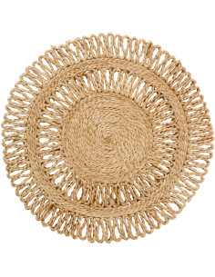 Grand Set de Table bohème chic Rond 36 cm Jute Naturel Tressé Soléra 