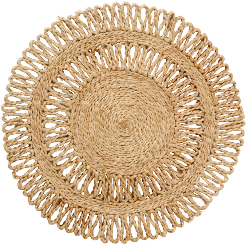 Grand Set de Table bohème chic Rond 36 cm Jute Naturel Tressé Soléra 
