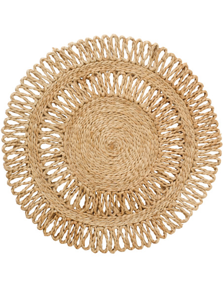 Grand Set de Table bohème chic Rond 36 cm Jute Naturel Tressé Soléra 