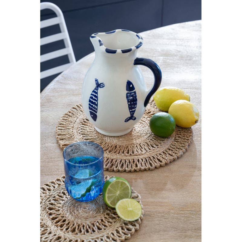 Grand Set de Table bohème chic Rond 36 cm Jute Naturel Tressé Soléra 