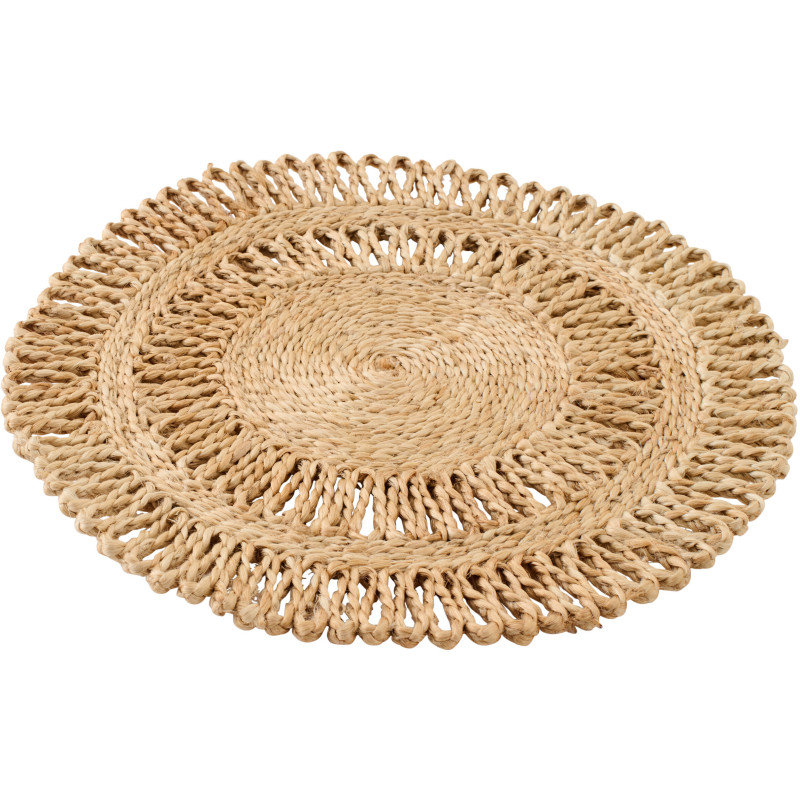 Grand Set de Table bohème chic Rond 36 cm Jute Naturel Tressé Soléra 