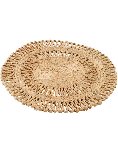 Grand Set de Table bohème chic Rond 36 cm Jute Naturel Tressé Soléra 