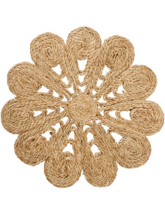 Grand Set de Table bohème chic Fleur 36 cm Jute Naturel Tressé Florova 